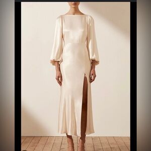 Shona Joy LA LUNE BALLOON SLEEVE BACKLESS MIDI DRESS